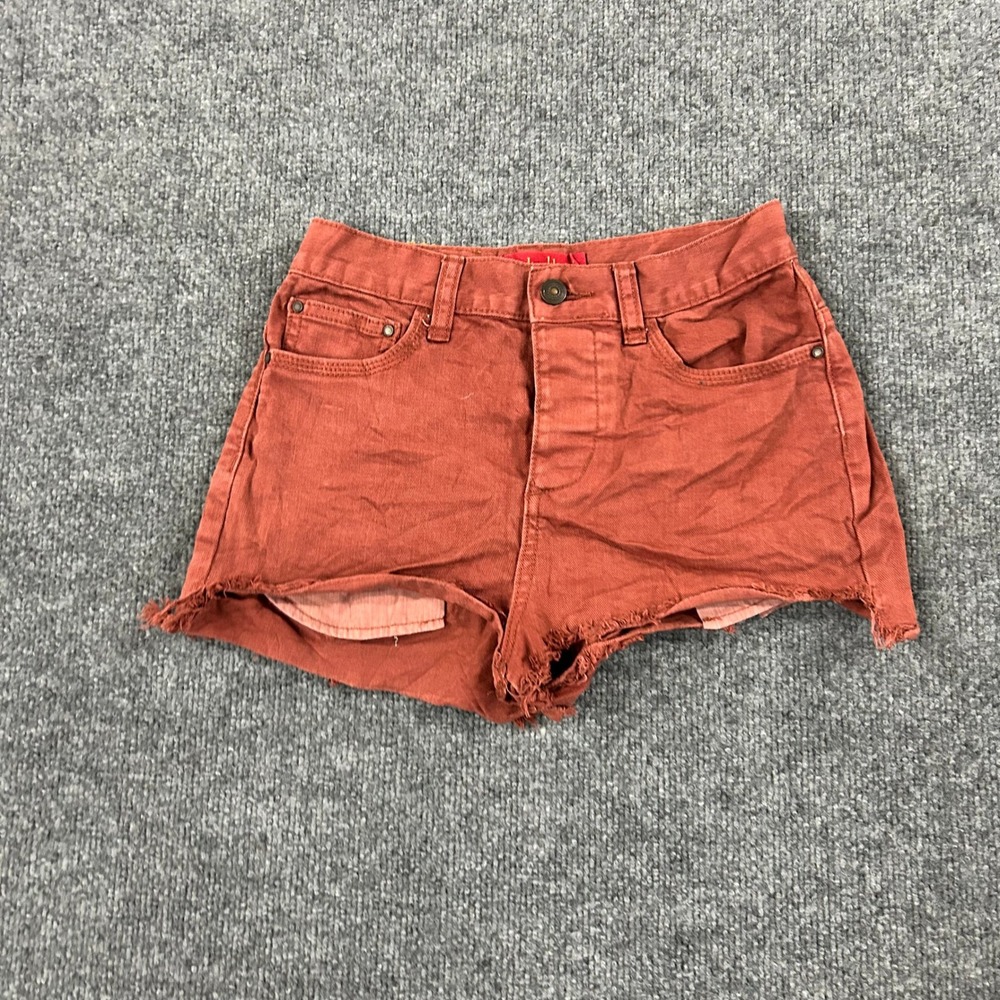 Tigerlily Shorts Womens Size 2 Rust Red Denim Raw Hem Frayed Casual Summer Boho